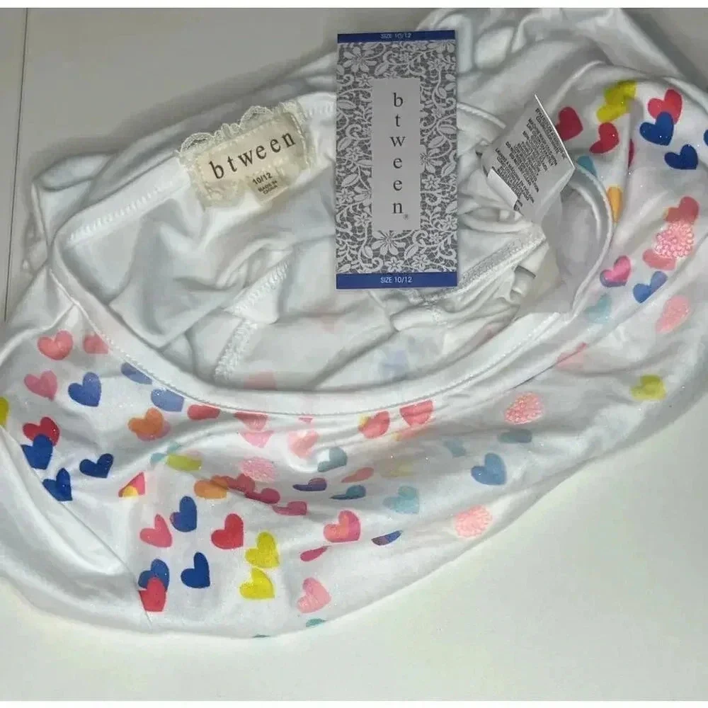 NWT Btween Cropped Valentine's Day Heart Shirt - Size 10/12